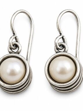 Sterling Silver Faux Pearl Drop Earrings